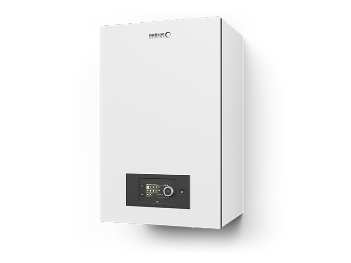 Der Gasbrennwertwandkessel WGB-K der neuen Generation von BRÖTJE vor weißem Hintergrund