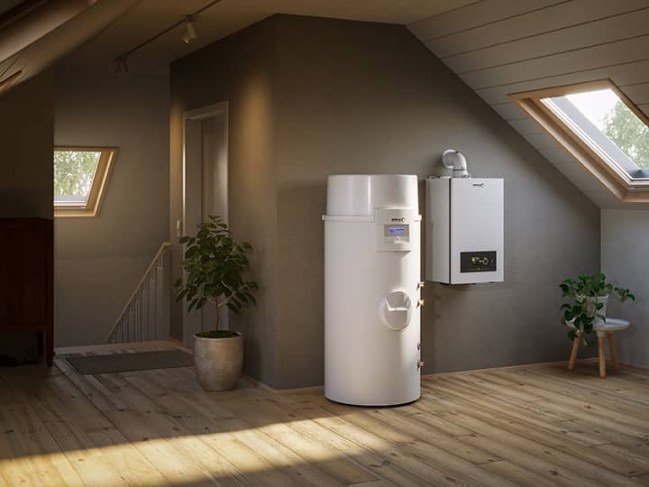 Trinkwasser-Wärmepumpe BTW von BRÖTJE im Dachgeschoss eines Hauses