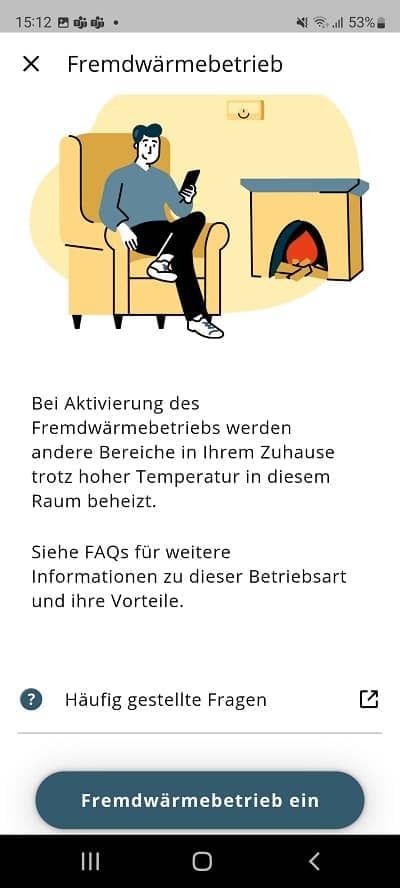 Home Komfort App Kaminmodus