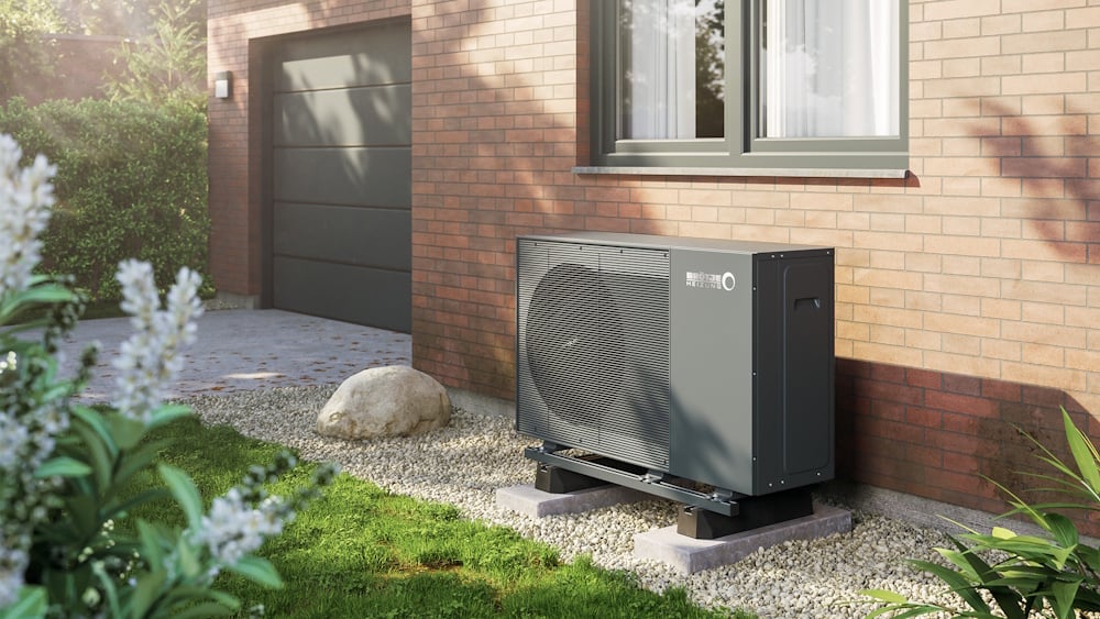 Luft-Wasser-Wärmepumpe BLW Eco.2 vor einer Hauswand