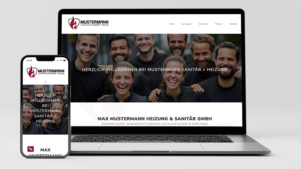 Beispiel einer Website eines Handwerksbetriebs