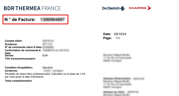 Numéro de facture