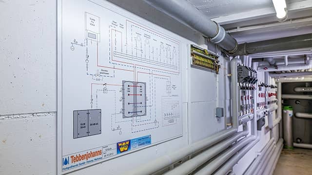 Hydraulische Zeichnung Technikraum Landhaus Haake - Remeha Referenz