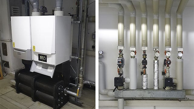 Gas-Brennwert-Kessel Quinta Ace und Verrohrung