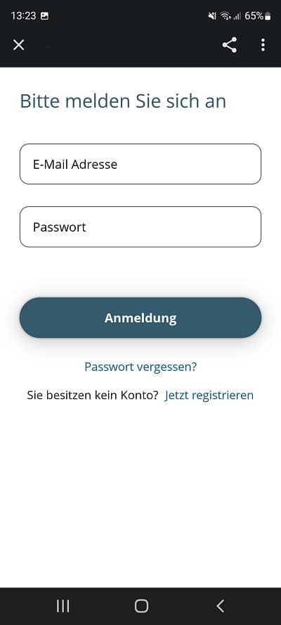 Screenshot Menü Passwort ändern