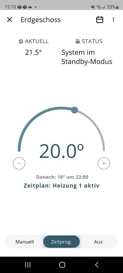 Screenshot Zeitprogramm Erdgeschoss Remeha Home App