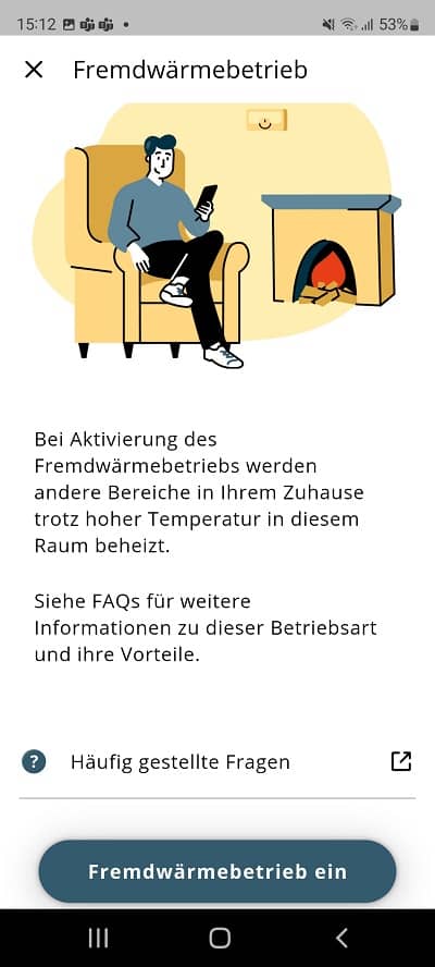Screenshot Fremdwärmebetrieb