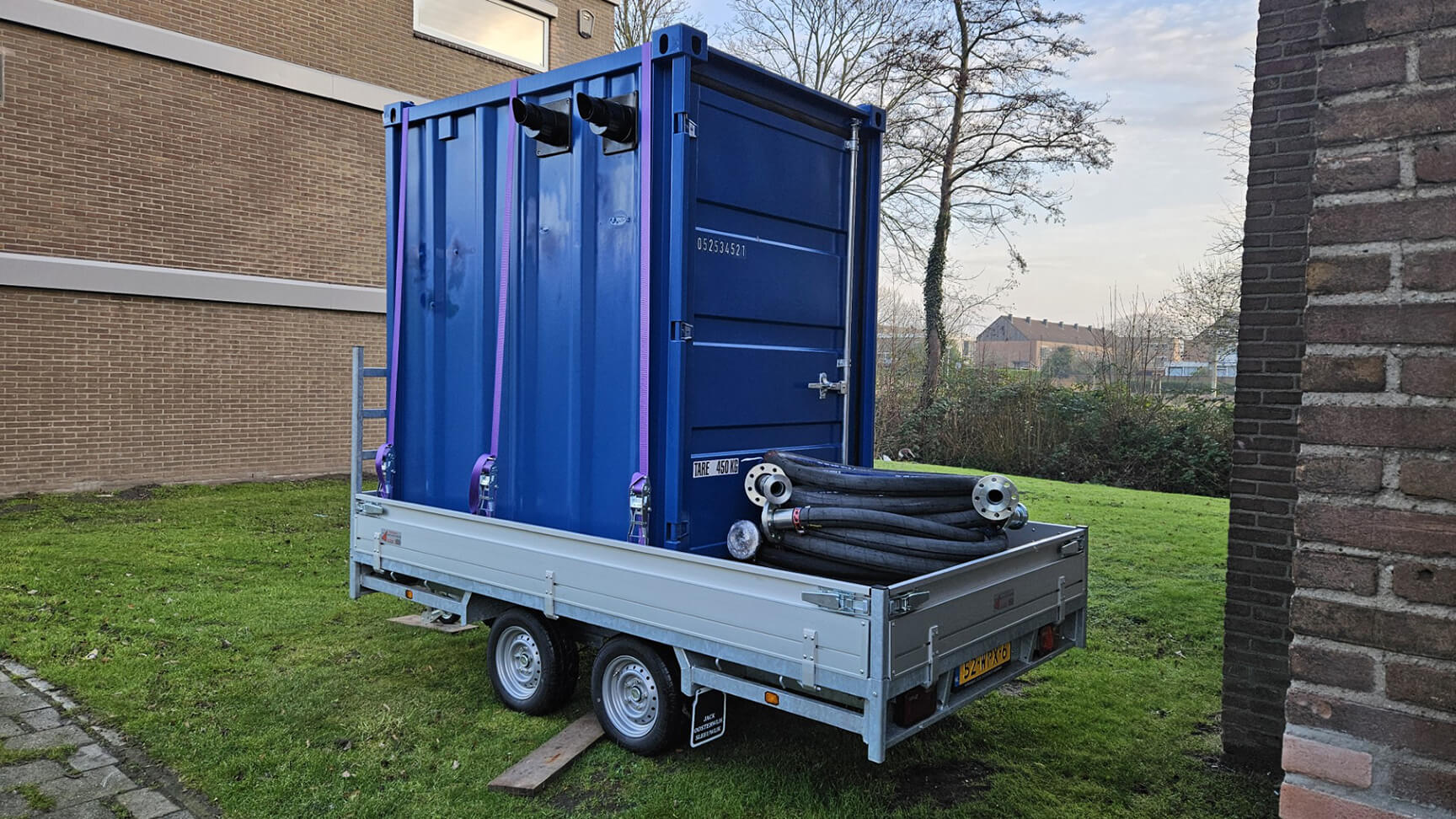 container-met-mobiele-verwarmingsinstallatie