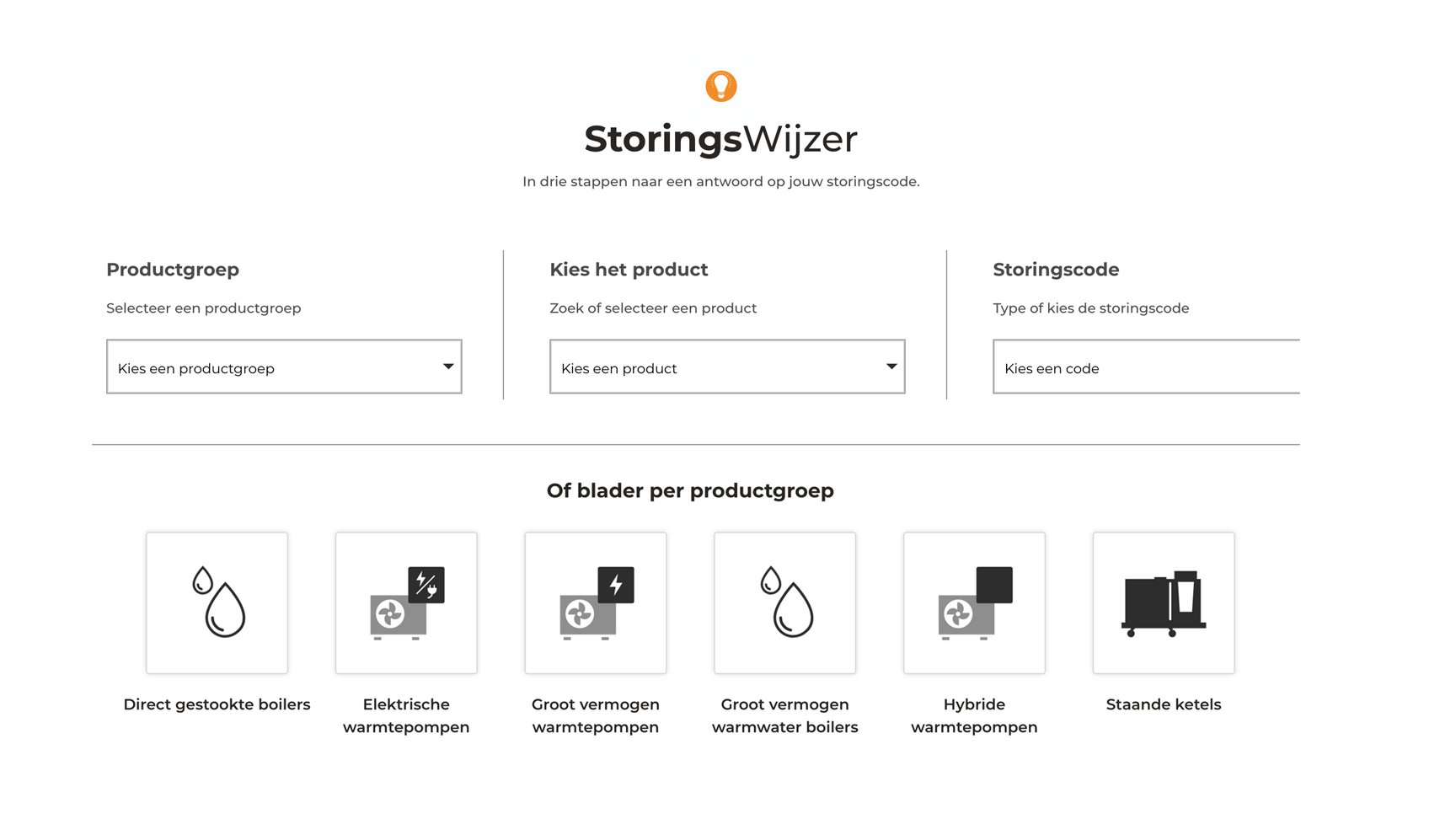 StoringsWijzer aangepaste manier van zoeken