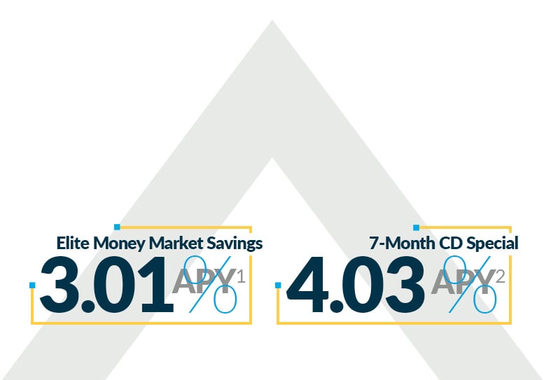 Elite Money Market Savings, 3.01% - 7-month CD, 4.03%