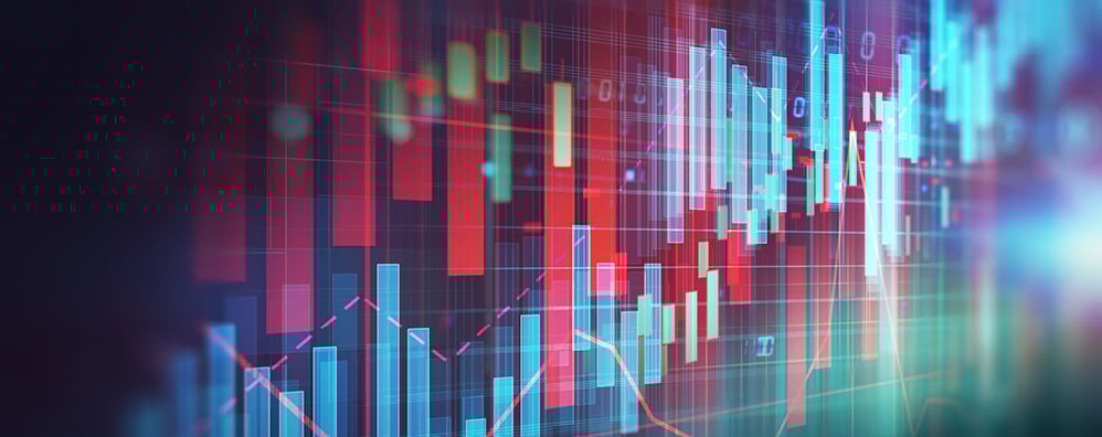 Red and blue bar graphs intertwined