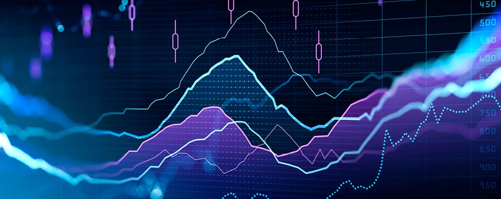 Blue and purple area graph