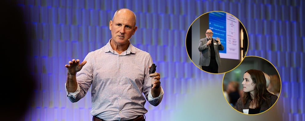 Bell Bank Giving Insights event recap: a collage of images of speakers presenting and in attendance