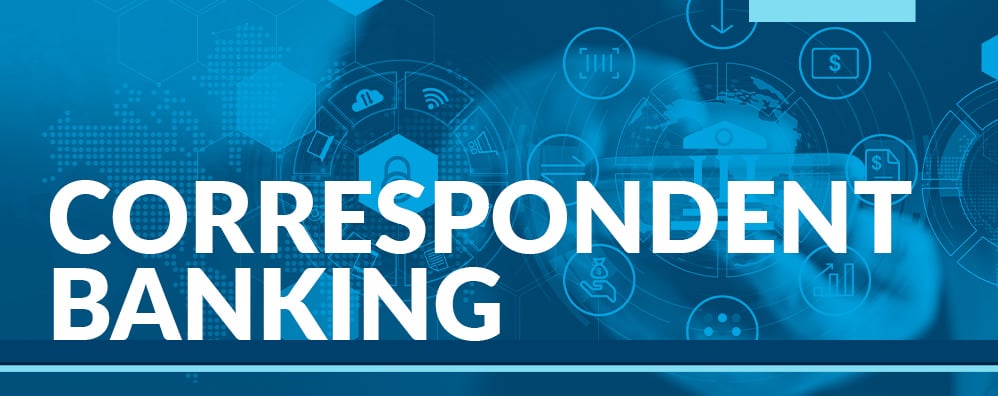Correspondent banking with money and graph icons