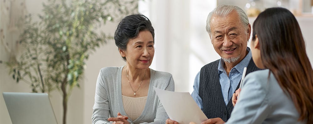 Elder couple meeting with an consultant