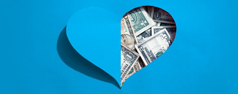 Heart icon with money inside