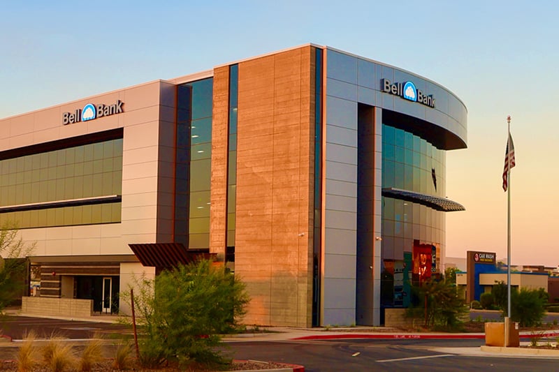 Exterior, side view of Bell Bank branch, Southeast Valley