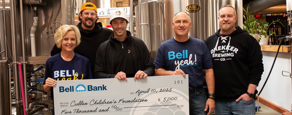 Julie Peterson Klein, EVP/chief culture officer at Bell; Mark Bjornson, co-owner at Drekker; Bell Champion Matt Cullen; Greg Hammes, chief legal officer (and chief beer officer!) at Bell; and Jesse Feigum, co-owner at Drekker