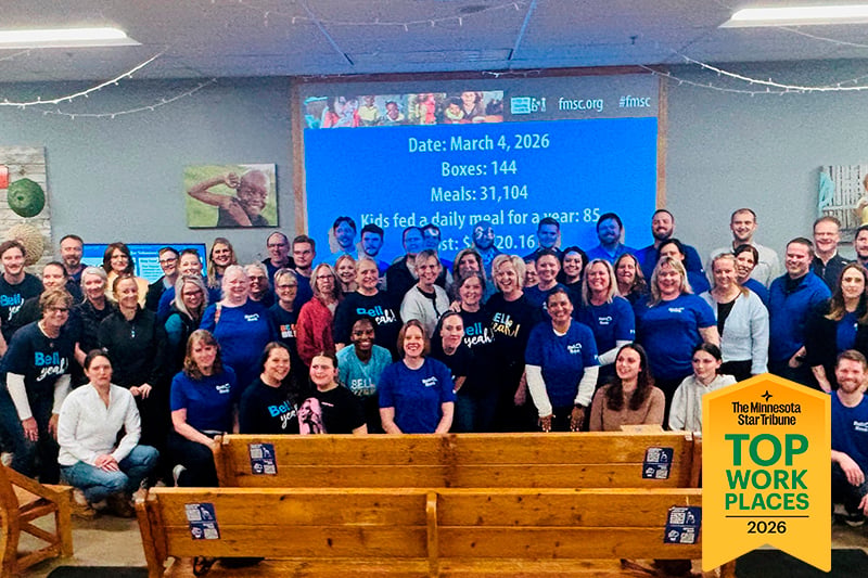 Bell Bank group photo at Feed My Starving Children