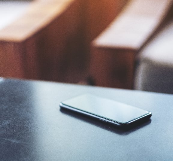 Mobile phone on table