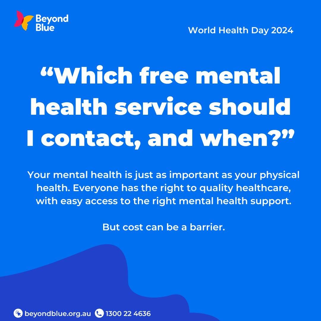 Which free mental health service should I contact and when
