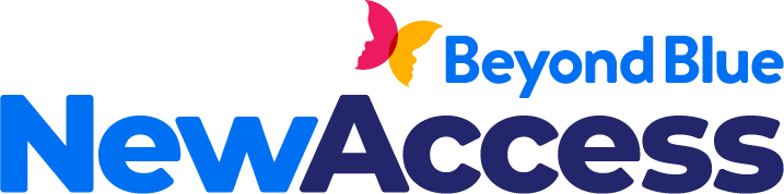 NewAccess logo. Developed by Beyond Blue. Free of charge and no GP referral required.