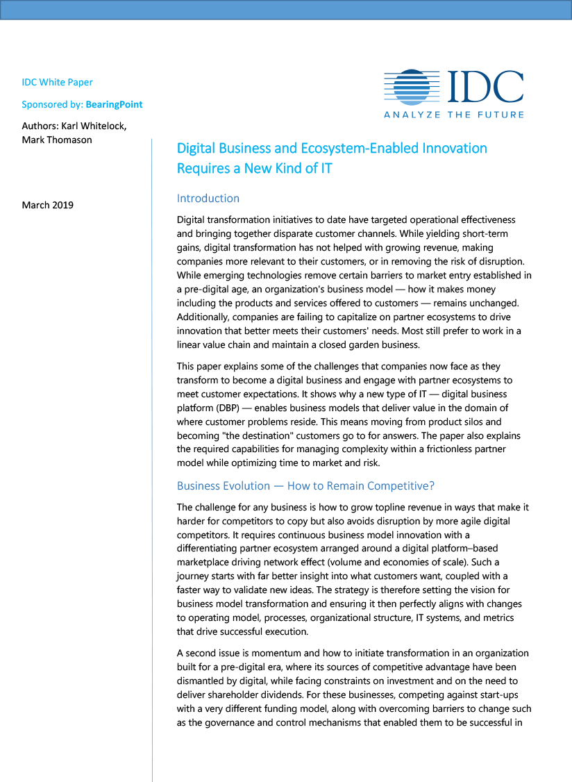 IDC white paper - BearingPoint//Beyond SaaS Digital Business Platform