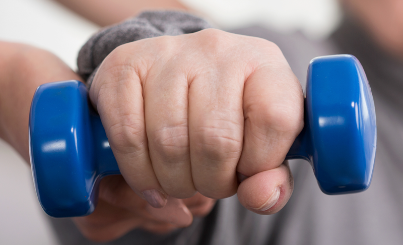 Hand holding a weight