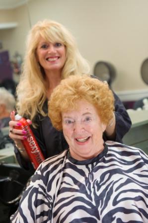 Older woman and her hairdresser