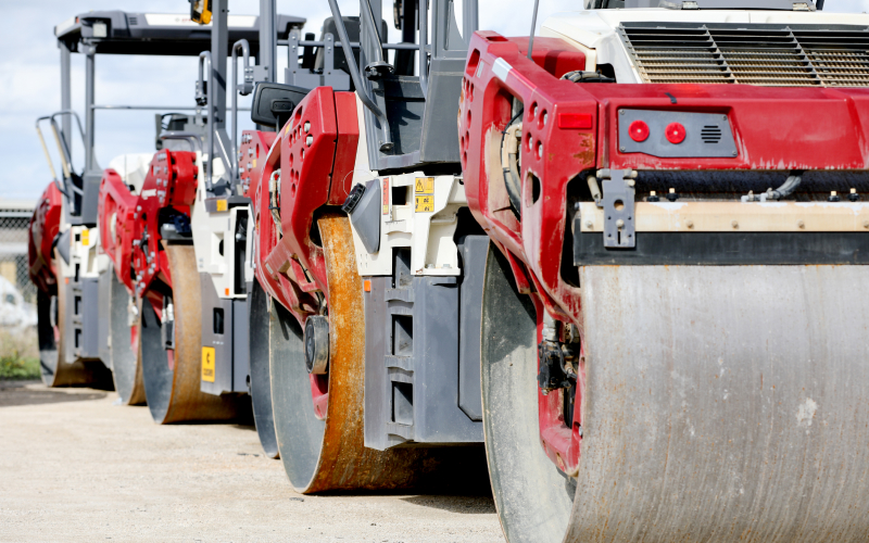 A fleet of steamrollers is one example of what Closner equipment provides.