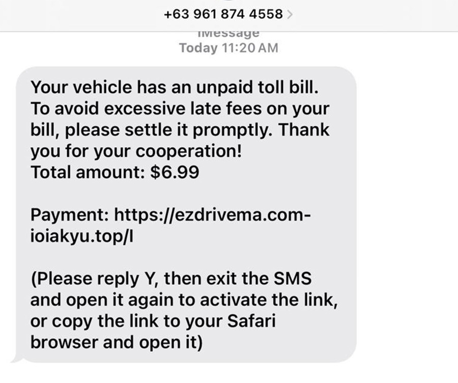 Example of a scam text.