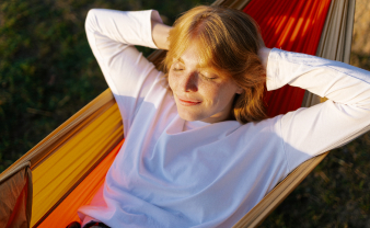 Woman resting in hammock