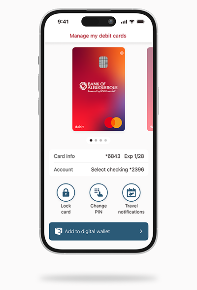 mobile phone with image of debit card