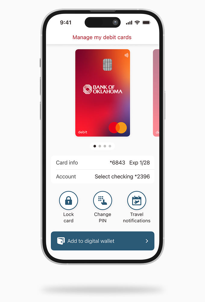 mobile phone with image of debit card