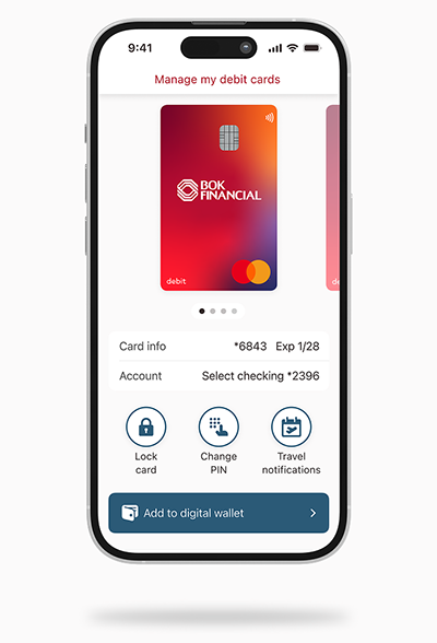 mobile phone with image of debit card