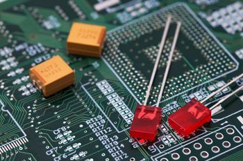 Printed circuit board with components.