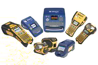 A collection of eight different Brady printers.