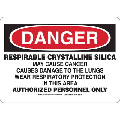 Red and white DANGER sign with instructions to LOTO before servicing.