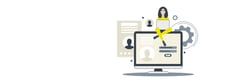 Illustration of Woman Creating Resume