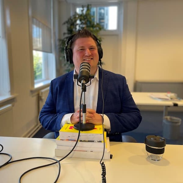 Tyler Koppe making a podcast