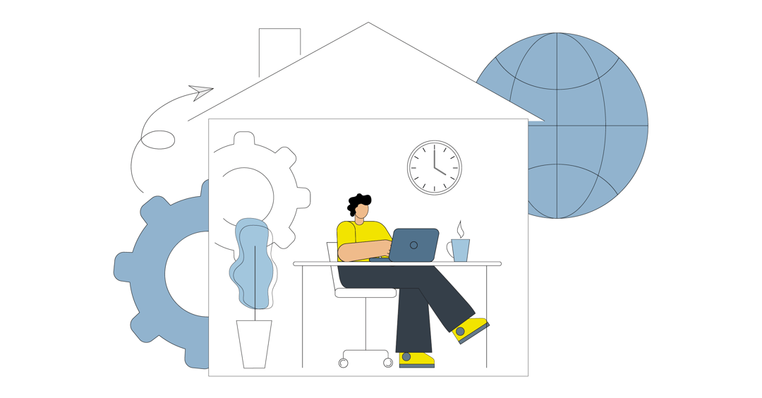Illustration of Person Working on a Laptop At Home