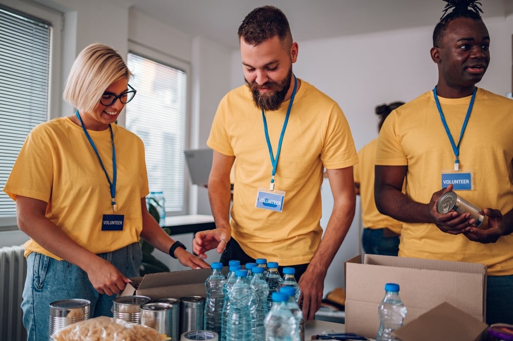 Group of young professionals volunteering