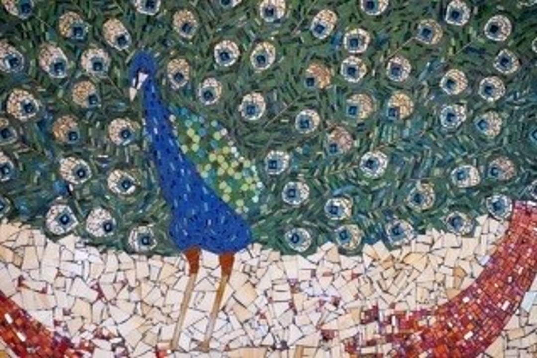 Peacock mosaic created by Elizandra Vicente