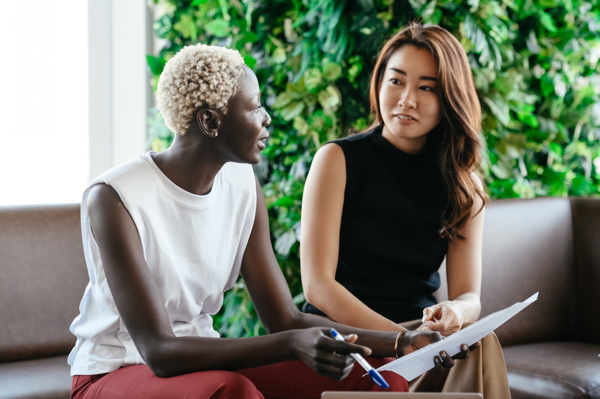 Black woman and asian woman doing job interview