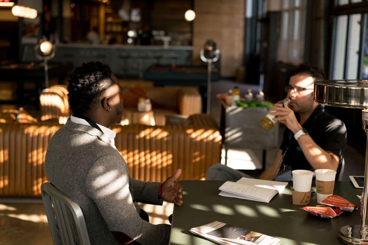 Coffee shop interview men
