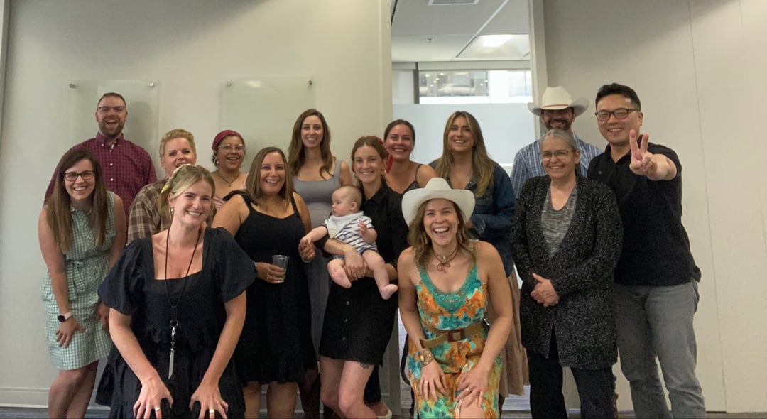 Brunel employees in the Calgary office dress in Stampede inspired gear for office party