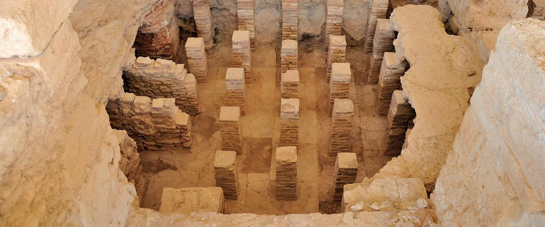 Public Bath and a caldarium with an underfloor heating system at the Neolithic period Kourion Ancient city in Cyprus