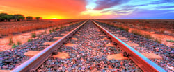 Trans-Australian Railway straight track close up