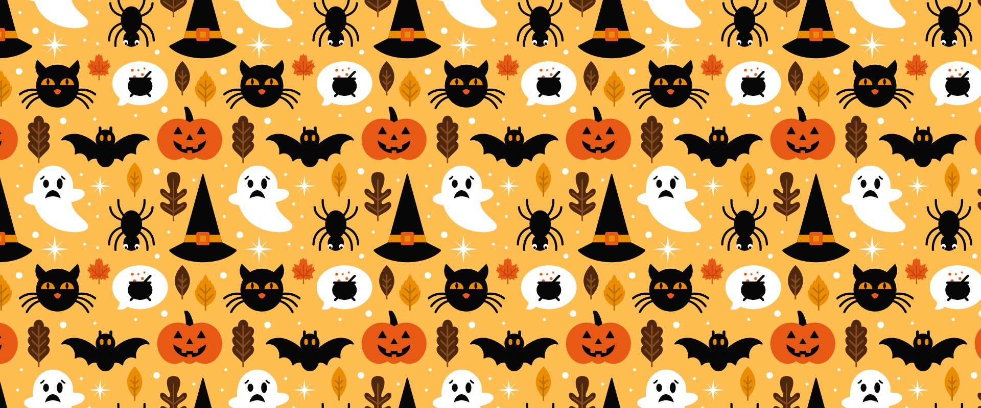 Halloween jack o lanterns, ghosts book of spells and cauldron