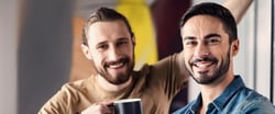 Two good male friends healthy, confident and happy